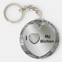 I Liebe mein Bichon Herz Keychain Schlüsselanhänger