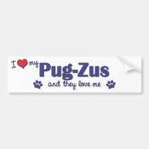 I Liebe mein Mops-Zus (mehrfache Hunde) Autoaufkleber