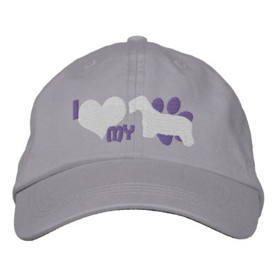 I Liebe mein Sealyham Terrier-gestickter Hut (grau Baseballkappe
