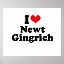 I LIEBE NEWT GINGRICH POSTERDRUCK