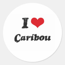 I love Caribou Round Sticker