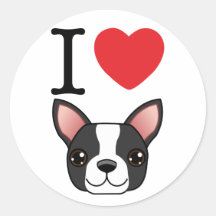 I terriers de Boston de coeur Autocollants