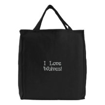 "Ich Liebe-Wölfe!" Gestickte Taschen-Tasche