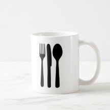 icône de cuillère de couteau de fourchette mugs à café