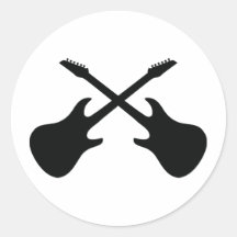 icône noire de guitare croisée adhésifs ronds