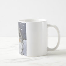 "Im Schnee wieder" blauer Merle Sheltie Kaffee Tassen
