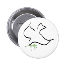 Image de colombe et de branche d'olivier badge avec épingle