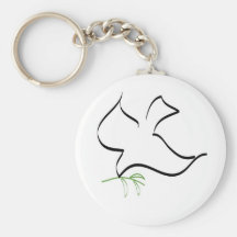 Image de colombe et de branche d'olivier porte-clé
