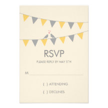 Inséparables d'étamine épousant RSVP - jaune gris Invitation