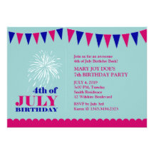 Invitation 4 juillet de fête d'anniversaire de la 