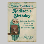 Invitation azurée d'anniversaire de hibou invitations