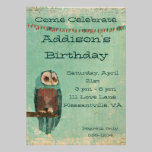 Invitation azurée d'anniversaire de hibou invitations