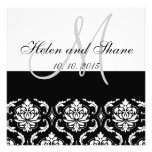 Invitation blanche noire de mariage damassé