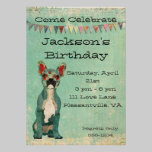Invitation bleue d'anniversaire de bouledogue fran invitations