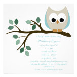 Invitation bleue de baby shower de hibou