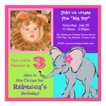 Invitation colorée de photo d'éléphant de petite f