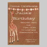 Invitation d'anniversaire de girafes de rose rouge invitations