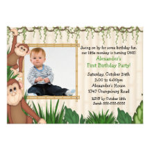 Invitation d'anniversaire de photo de singe de jun