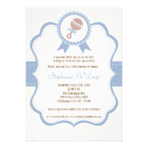 invitation de baby shower de hochet de bébé bleu d