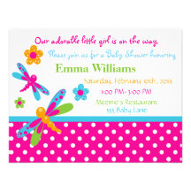 Invitation de baby shower de libellules