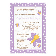 invitation de baby shower de papillon de Purpl du 