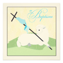 Invitation de baptême de garçon - agneau de Litte