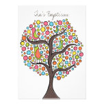 Invitation de coutume d'arbre d'oiseau de baptême 