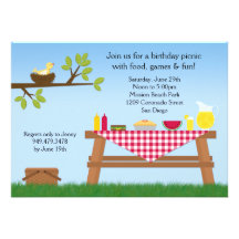 Invitation de fête d'anniversaire de pique-nique
