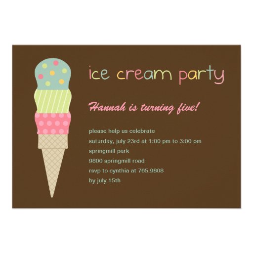 Invitation de partie de crème glacée