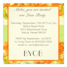 Invitation de partie de Luau de ketmie personnalis