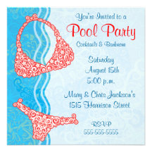 Invitation de réception au bord de la piscine