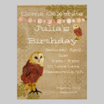 Invitation d'or d'anniversaire de hibou invitations