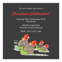 Invitation drôle de fête de Noël d'escargots
