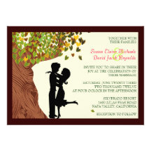 Invitation en baisse de mariage de chêne de coeurs