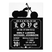Invitation fait sur commande de mariage de motard 