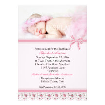 Invitation florale de baptême de photo