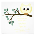 Invitation jaune de baby shower de hibou