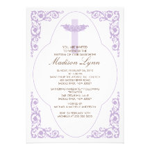 Invitation lilas élégante de baptême
