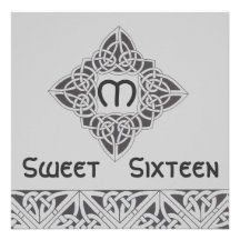 Invitation noire argentée celtique de sweet sixtee