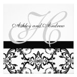 Invitation noire de mariage damassé de remous