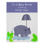 Invitation pourpre de baby shower d'hippopotame