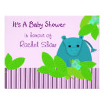 Invitation pourpre et bleue de baby shower d'hippo