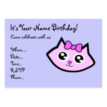 Invitation principale d'anniversaire de Kitty Modèle De Carte De Visite