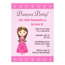 Invitation rose de fête d'anniversaire de princess