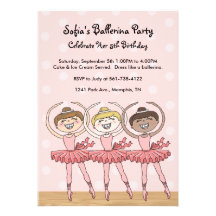 Invitation rose de partie de la ballerine de la fi