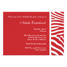 Invitation rouge de partie de Bachelorette de zèbr