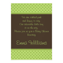 Invitation verte de baby shower de point de polka 