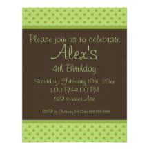 Invitation verte de fête d'anniversaire de point d