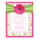 Invitation verte rose de baby shower de marguerite