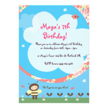 Invitations d'anniversaire d'abeille de Lil